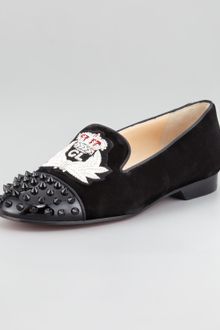 Christian Louboutin Intern Spiked Velvet Loafer - Lyst