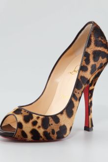 Christian Louboutin Maryl Leopardprint Calf Hair Peeptoe Pump - Lyst