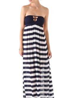 Navy Blue Maxi Dress on Indah Smock Bust Strapless Maxi Dress In Blue   Lyst