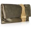 Jimmy Choo Chandra Chain Embellished Metallic Suede Clutch in Gold - Lyst