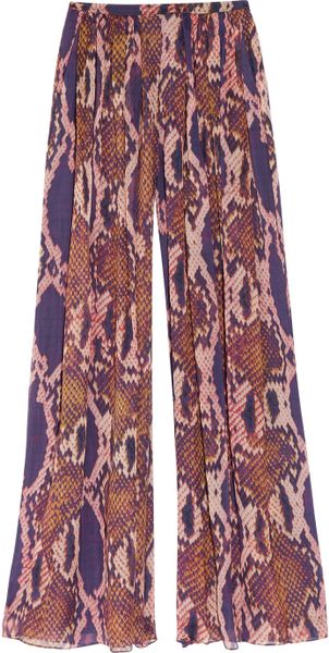 Matthew Williamson Pythonprint Chiffon Palazzo Pants in Purple - Lyst