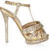 Nicholas Kirkwood Glitterfinished Leather Sandals in Gold - Lyst
