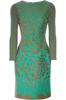 Philosophy di Alberta Ferretti Jaquard And Ribbed Wool Dress - Lyst