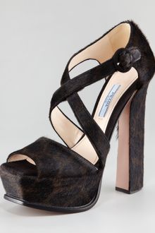 Prada Cavallino Platform Crisscross Pump - Lyst