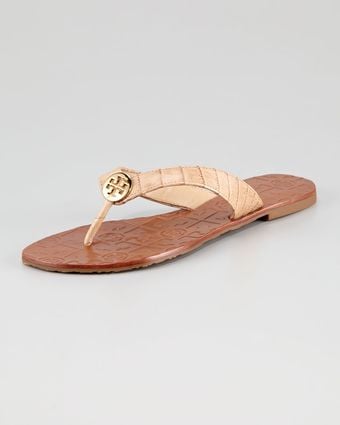 Tory Burch Thora Crocodileembossed Thong Sandal - Lyst