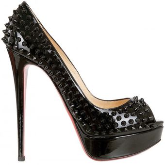 Christian Louboutin Lady Peep Patent Spikes Pumps - Lyst
