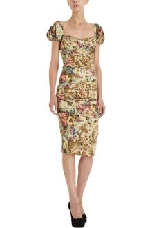 Dolce & Gabbana Tapestry Print Ruched Dress - Lyst