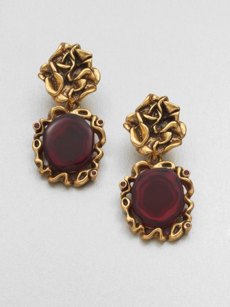Oscar De La Renta Ruffle Clipon Drop Earring in Purple - Lyst