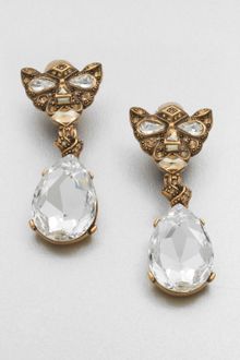 Oscar de la Renta Swarovski Crystal Panther Clipon Drop Earrings - Lyst
