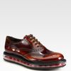 Prada Spazzolato Wingtip Laceup in Brown for Men (tabacco) - Lyst