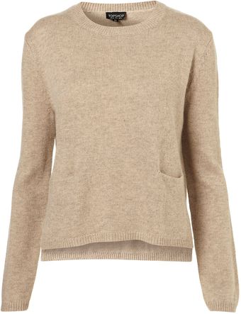 Topshop Knitted Crew Pocket Jumper - Lyst