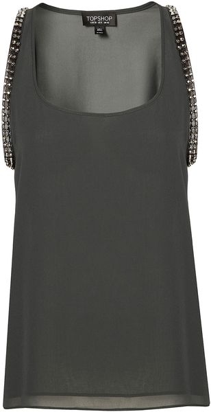 Topshop Studded Sleeve Vest - Lyst