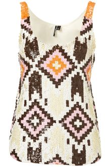 Topshop Premium Aztec Beaded Vest - Lyst
