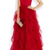 Valentino Lace and Ruffled Silkorganza Gown in Red - Lyst