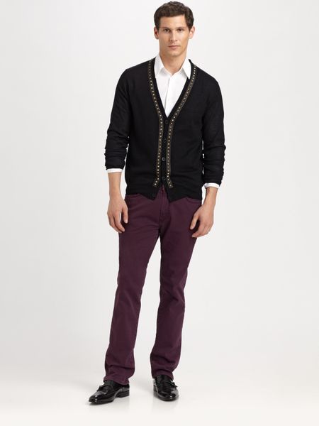 Versace Wool Stud Cardigan in Black for Men - Lyst