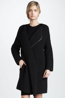 Vince Leather Trimmed Car Coat - Lyst