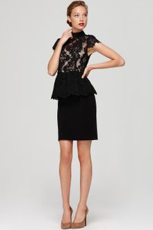 Alice + Olivia  Robyn Lace Bodice Peplum Dress - Lyst