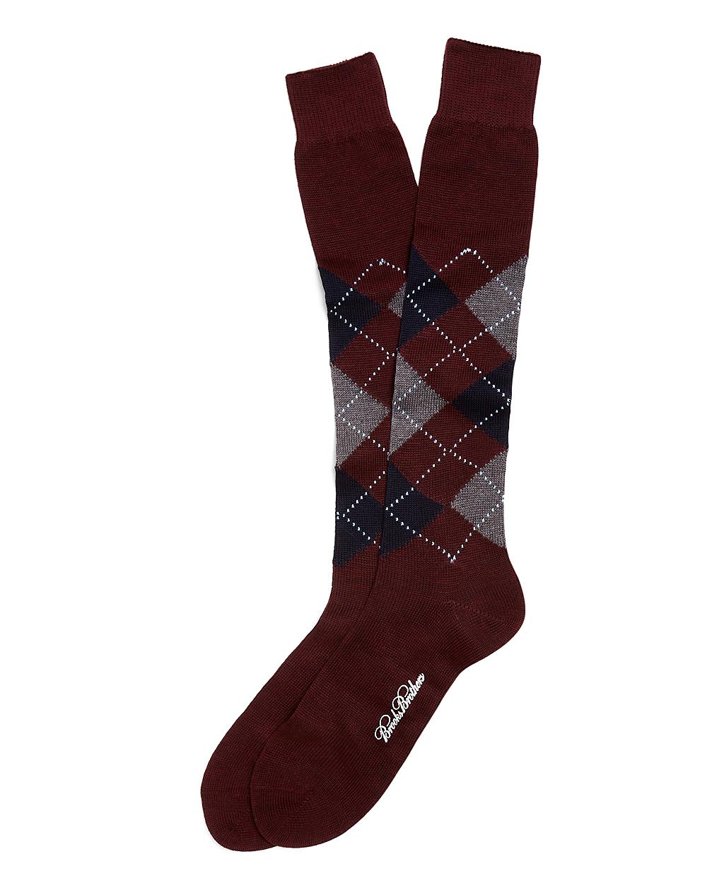Brooks Brothers Argyle Overthecalf Socks in Red for Men (burgundy) Lyst