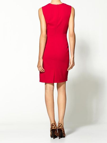 Calvin Klein Sleeveless Dress with Detail in Red - Lyst