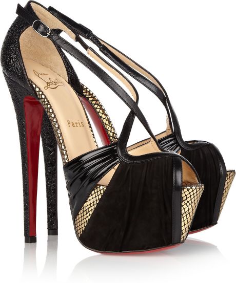 Christian Louboutin Divinoche 160 Suede and Textured Leather Sandals in Black - Lyst