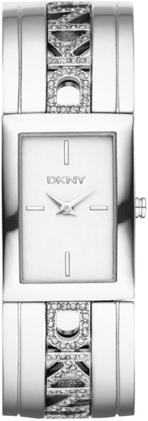 DKNY Stainless Steel and Crystal Accent Bangle Bracelet - Lyst