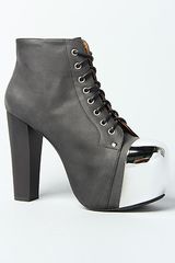 Jeffrey Campbell The Lita Cap Shoe in Black Wash and Silver
