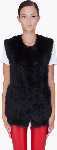 Matthew Williamson Black Rabbit Fur Gilet Vest in Black - Lyst