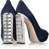 Miu Miu Swarovski Crystal Embellished Suede Pumps in Blue (navy) - Lyst