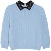Miu Miu Jewel Collared Chunky Knit Wool Sweater in Blue (sky) - Lyst