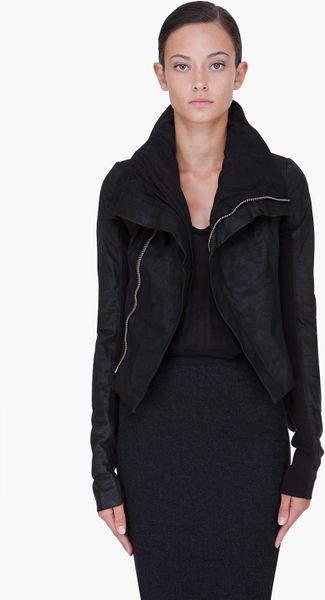 Rick Owens Black Naska Leather Biker Jacket in Black - Lyst