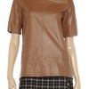 See By Chloé Leather Top in Brown (camel) - Lyst