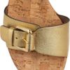 Stella Mccartney Metallic Faux Leather and Cork Wedge Sandals in Gold - Lyst