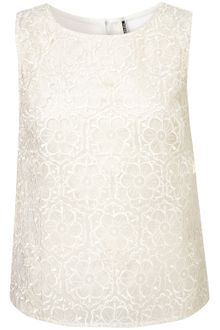 Topshop Premium Flower Shell Top - Lyst