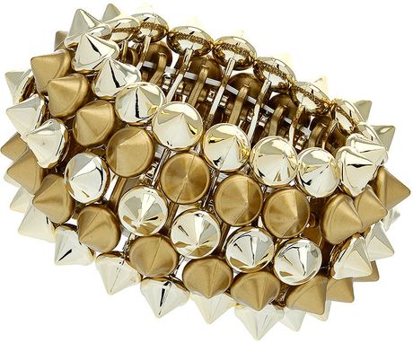 Topshop Spike Stretch Bracelet in Gold (mixed metal) - Lyst