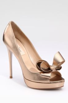 Valentino Couture Metallic Nappa Bow Pumps - Lyst