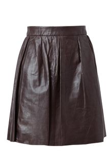 Vince Pleated Leather Mini Skirt - Lyst