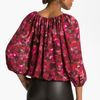 Alice + Olivia Jane Silk Peasant Top in Floral (ikat floral print) - Lyst