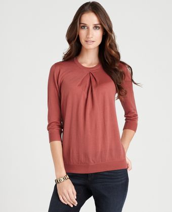 Ann Taylor Petite Merino Wool Pleated Pullover - Lyst