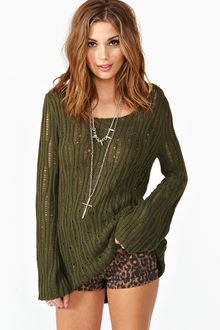 Nasty Gal New Wave Knit Olive - Lyst