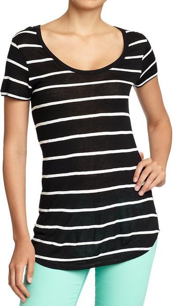 Old Navy Long Jersey linen Tees in Black (black stripe) - Lyst
