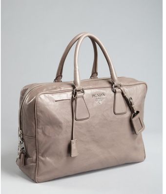 Prada Stone Grey Leather Boston Large Tote - Lyst