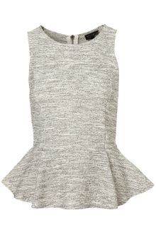 Topshop Sleeveless Boucle Peplum Top - Lyst