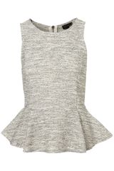 Topshop Sleeveless Boucle Peplum Top