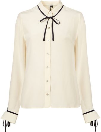 Topshop Premium Silk Neck Tie Shirt - Lyst