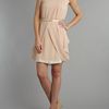 Vivi Boutique Sleeveless Belted Dress in Pink (beige) - Lyst