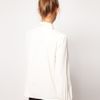 Asos Collection Asos Blouse with Folded Bib and Contrast Bow in White (cream) - Lyst