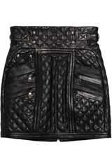 Balmain Quilted Leather Mini Skirt