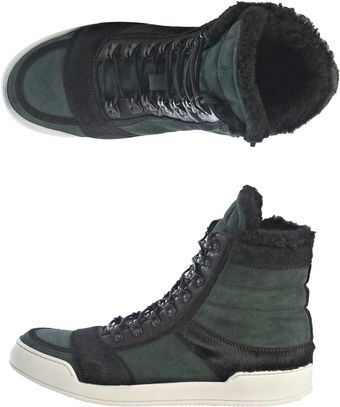 Balmain Pony Hair Suede and Shearling Trainers - Lyst