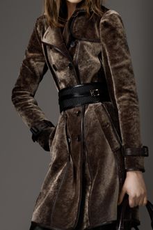 Burberry Long Shearling Trench Coat - Lyst