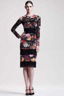 Dolce & Gabbana Laceinset Printed Dress - Lyst